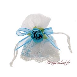 Sachet drages fleur turquoise