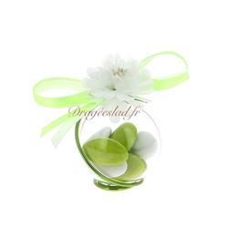 Boule drages vert anis fleur blanche