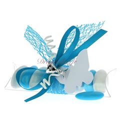 Boite communion étui turquoise papillon