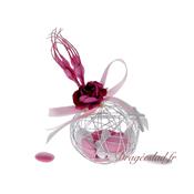 Boule communion mtal gris et fuchsia